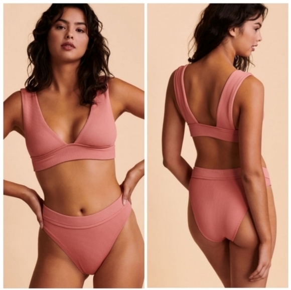 Billabong Maui Rider Bikini Bottoms Ribbed Rose - Picture 3 of 5